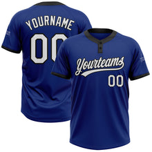 Load image into Gallery viewer, Custom Royal White-Black Two-Button Unisex Softball Jersey