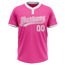 Load image into Gallery viewer, Custom Pink White Two-Button Unisex Softball Jersey