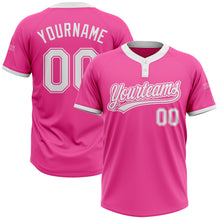 Load image into Gallery viewer, Custom Pink White Two-Button Unisex Softball Jersey