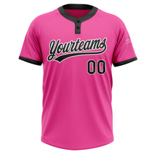 Load image into Gallery viewer, Custom Pink Black-White Two-Button Unisex Softball Jersey