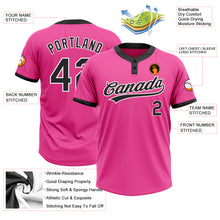 Load image into Gallery viewer, Custom Pink Black-White Two-Button Unisex Softball Jersey
