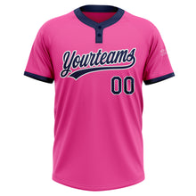 Load image into Gallery viewer, Custom Pink Navy-White Two-Button Unisex Softball Jersey