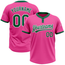 Load image into Gallery viewer, Custom Pink Kelly Green-White Two-Button Unisex Softball Jersey