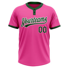 Load image into Gallery viewer, Custom Pink Green-White Two-Button Unisex Softball Jersey