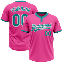 Load image into Gallery viewer, Custom Pink Teal-White Two-Button Unisex Softball Jersey
