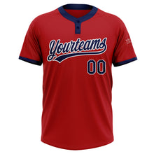Load image into Gallery viewer, Custom Red Navy-White Two-Button Unisex Softball Jersey