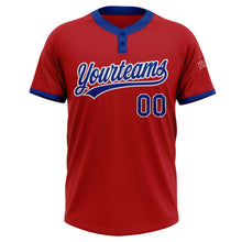 Load image into Gallery viewer, Custom Red Royal-White Two-Button Unisex Softball Jersey