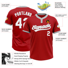 Load image into Gallery viewer, Custom Red White-Gray Two-Button Unisex Softball Jersey