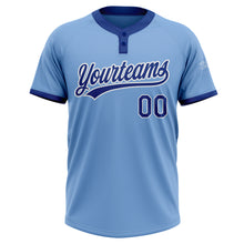 Load image into Gallery viewer, Custom Light Blue Royal-White Two-Button Unisex Softball Jersey