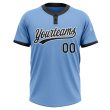 Load image into Gallery viewer, Custom Light Blue Black-White Two-Button Unisex Softball Jersey