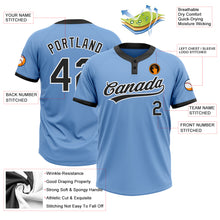 Load image into Gallery viewer, Custom Light Blue Black-White Two-Button Unisex Softball Jersey