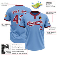 Load image into Gallery viewer, Custom Light Blue Crimson-White Two-Button Unisex Softball Jersey