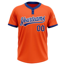 Load image into Gallery viewer, Custom Orange Royal-White Two-Button Unisex Softball Jersey
