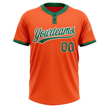 Load image into Gallery viewer, Custom Orange Kelly Green-White Two-Button Unisex Softball Jersey