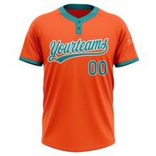 Load image into Gallery viewer, Custom Orange Teal-White Two-Button Unisex Softball Jersey