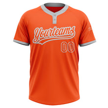 Load image into Gallery viewer, Custom Orange Orange-Gray Two-Button Unisex Softball Jersey