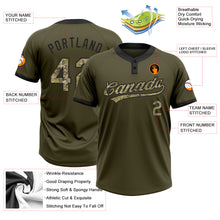 Load image into Gallery viewer, Custom Olive Camo-Black Salute To Service Two-Button Unisex Softball Jersey