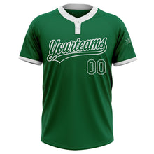 Load image into Gallery viewer, Custom Kelly Green Kelly Green-White Two-Button Unisex Softball Jersey