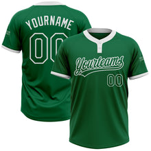 Load image into Gallery viewer, Custom Kelly Green Kelly Green-White Two-Button Unisex Softball Jersey