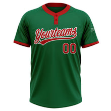 Load image into Gallery viewer, Custom Kelly Green Red-White Two-Button Unisex Softball Jersey