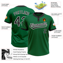 Load image into Gallery viewer, Custom Kelly Green Black-White Two-Button Unisex Softball Jersey
