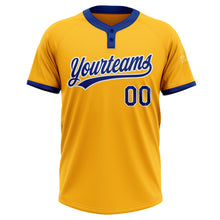 Load image into Gallery viewer, Custom Gold Royal-White Two-Button Unisex Softball Jersey