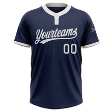 Load image into Gallery viewer, Custom Navy White Two-Button Unisex Softball Jersey