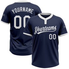 Load image into Gallery viewer, Custom Navy White Two-Button Unisex Softball Jersey