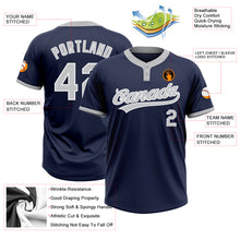Load image into Gallery viewer, Custom Navy Gray-White Two-Button Unisex Softball Jersey