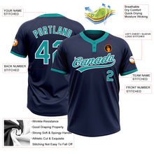 Load image into Gallery viewer, Custom Navy Teal-White Two-Button Unisex Softball Jersey