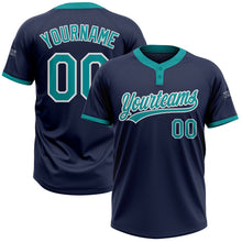 Load image into Gallery viewer, Custom Navy Teal-White Two-Button Unisex Softball Jersey