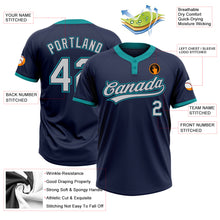 Load image into Gallery viewer, Custom Navy Gray-Teal Two-Button Unisex Softball Jersey