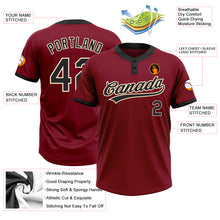 Load image into Gallery viewer, Custom Crimson Black-Cream Two-Button Unisex Softball Jersey
