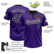 Load image into Gallery viewer, Custom Purple Black-White Two-Button Unisex Softball Jersey