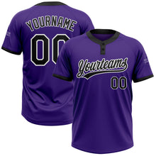 Load image into Gallery viewer, Custom Purple Black-White Two-Button Unisex Softball Jersey