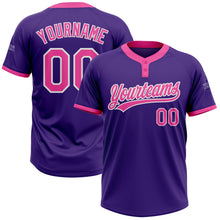 Load image into Gallery viewer, Custom Purple Pink-White Two-Button Unisex Softball Jersey