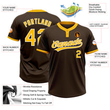 Load image into Gallery viewer, Custom Brown Gold-White Two-Button Unisex Softball Jersey