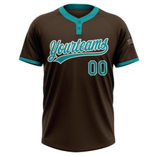 Load image into Gallery viewer, Custom Brown Teal-White Two-Button Unisex Softball Jersey