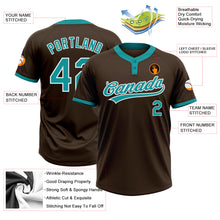 Load image into Gallery viewer, Custom Brown Teal-White Two-Button Unisex Softball Jersey