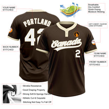 Load image into Gallery viewer, Custom Brown White-Cream Two-Button Unisex Softball Jersey