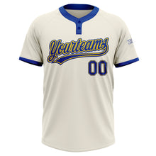 Load image into Gallery viewer, Custom Cream Royal-Gold Two-Button Unisex Softball Jersey