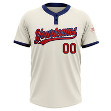 Load image into Gallery viewer, Custom Cream Red-Navy Two-Button Unisex Softball Jersey