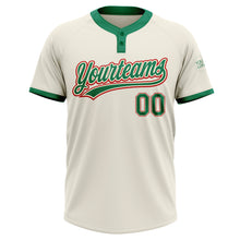 Load image into Gallery viewer, Custom Cream Kelly Green-Red Two-Button Unisex Softball Jersey