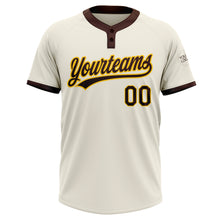 Load image into Gallery viewer, Custom Cream Brown-Gold Two-Button Unisex Softball Jersey