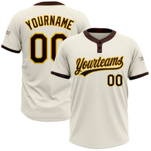 Load image into Gallery viewer, Custom Cream Brown-Gold Two-Button Unisex Softball Jersey