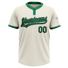 Load image into Gallery viewer, Custom Cream Kelly Green-Black Two-Button Unisex Softball Jersey