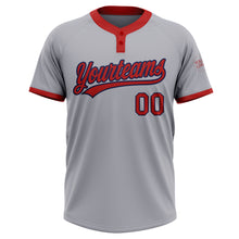 Load image into Gallery viewer, Custom Gray Red-Navy Two-Button Unisex Softball Jersey