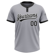 Load image into Gallery viewer, Custom Gray Black-White Two-Button Unisex Softball Jersey