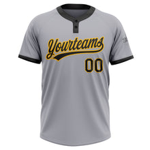 Load image into Gallery viewer, Custom Gray Black-Gold Two-Button Unisex Softball Jersey