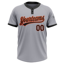 Load image into Gallery viewer, Custom Gray Black-Orange Two-Button Unisex Softball Jersey